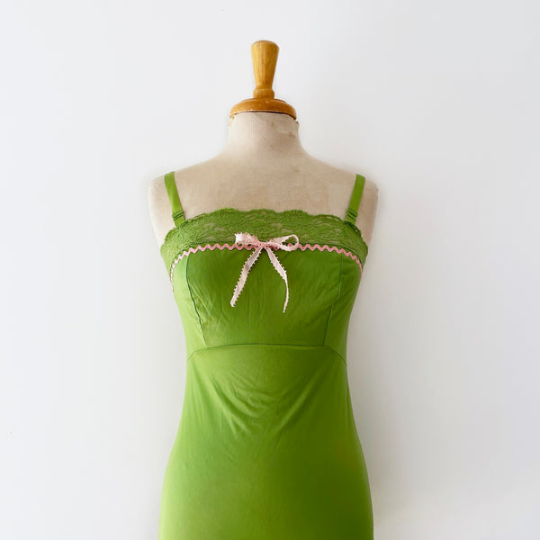 SOLD Vintage Slip Dress Hand Dyed in Pear Green