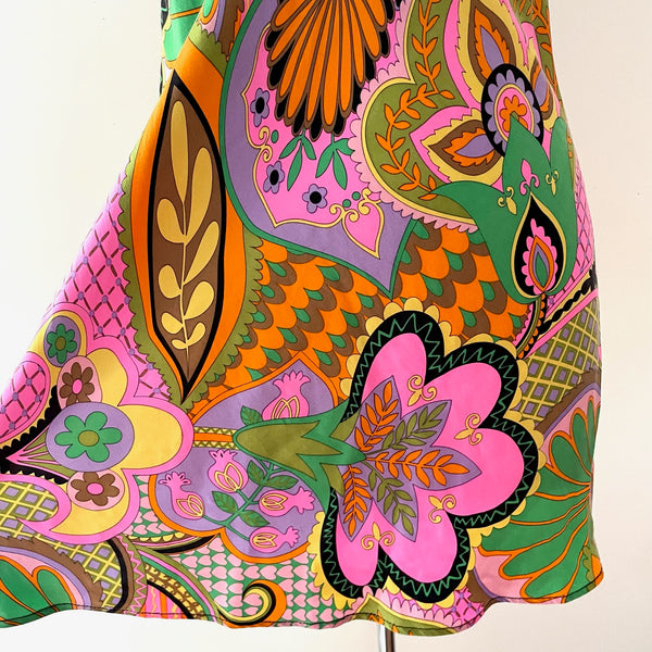 SOLD Vintage Silk Slip Dress in Colorful Psychedelic Print
