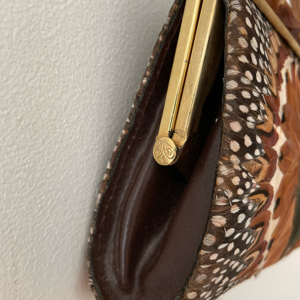 SOLD 60’s Peacock Pheasant Feather Handbag