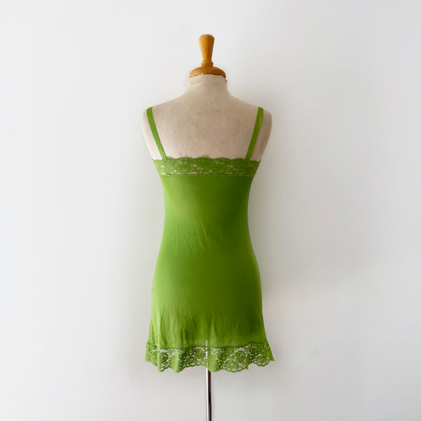 SOLD Vintage Slip Dress Hand Dyed in Pear Green