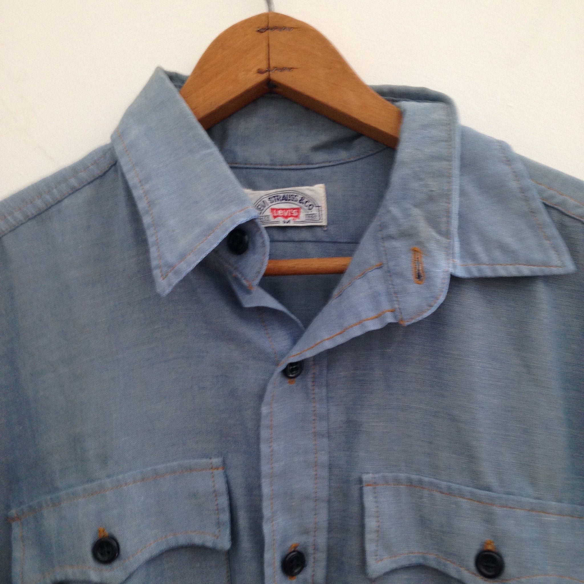 Reserved for AirmaxGod cheapest VTG 70s Levi's Sportswear Orange Tab Blue Denim Work Shir