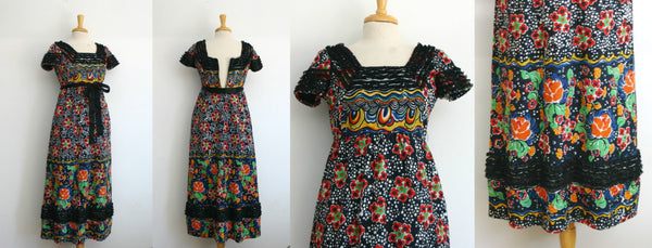 SOLD 70's Psychedelic Floral Print Maxi Dress