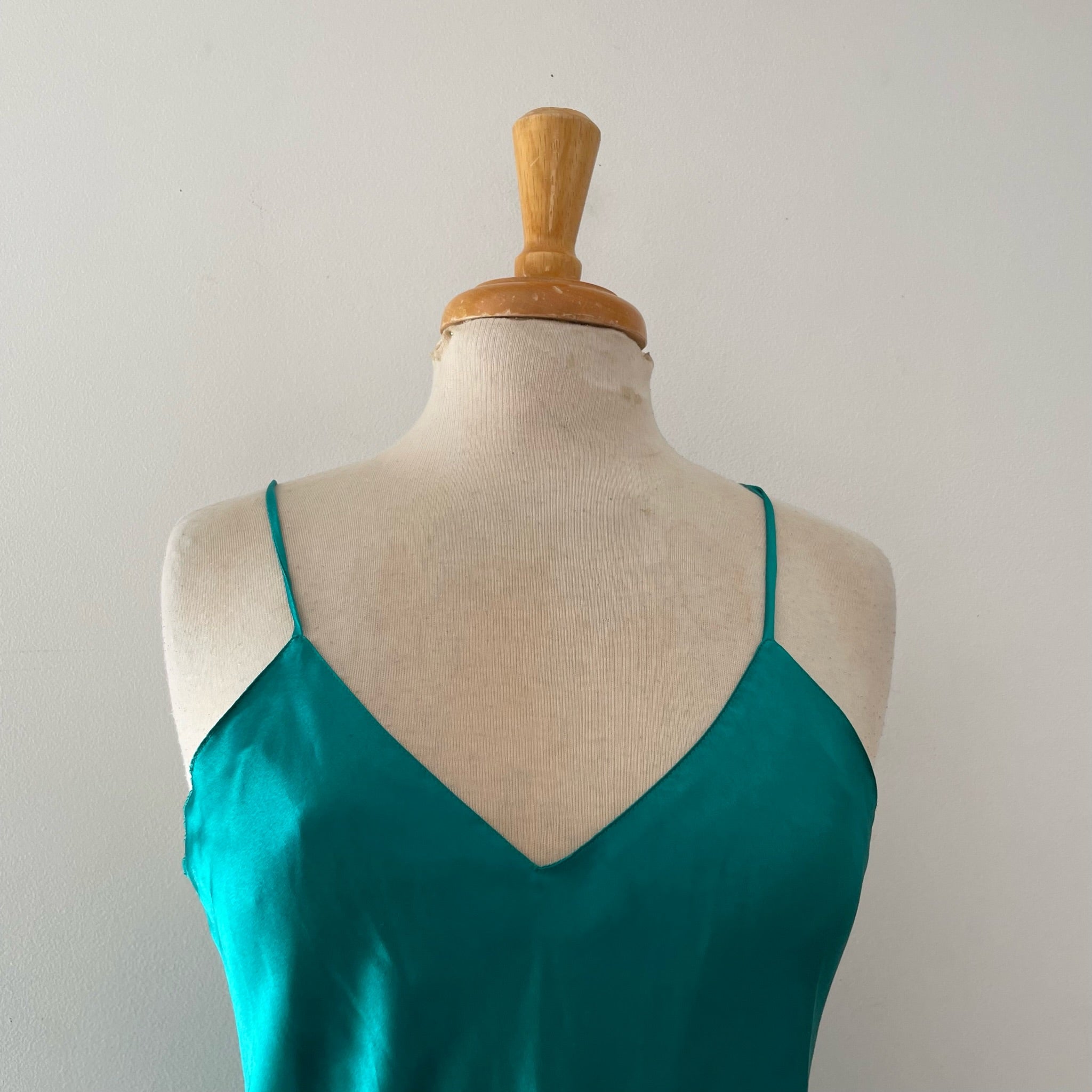 vintage green slip dress Galanos Silk Green Slip Dress  The Kit Vintage