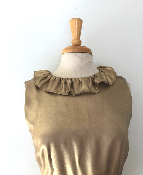 SOLD Silk Gold Lame Fit-N-Flare Dress