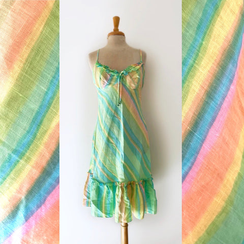 SOLD Y2K Pastel Candy Stripe Midi Dress