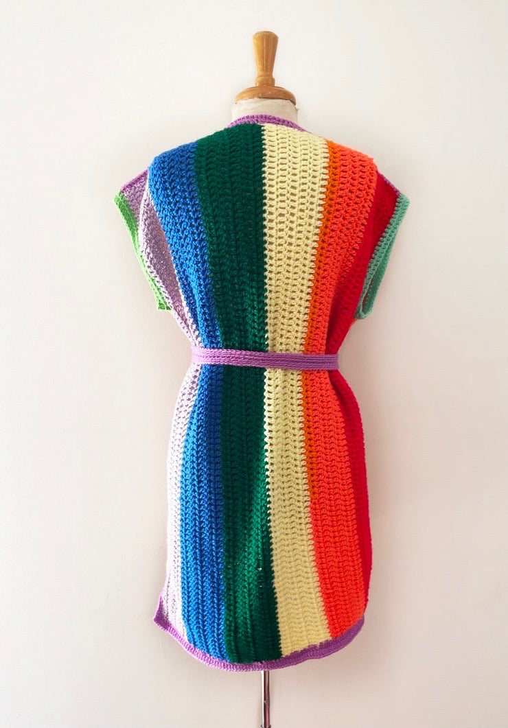 Upcycled Rainbow Stripe Crochet Sweater Dress  Unearth Vintage